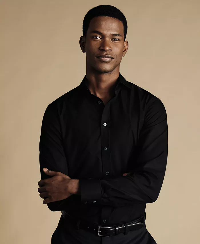 

Мужская классическая рубашка Slim-Fit из поплина Charles Tyrwhitt, черный