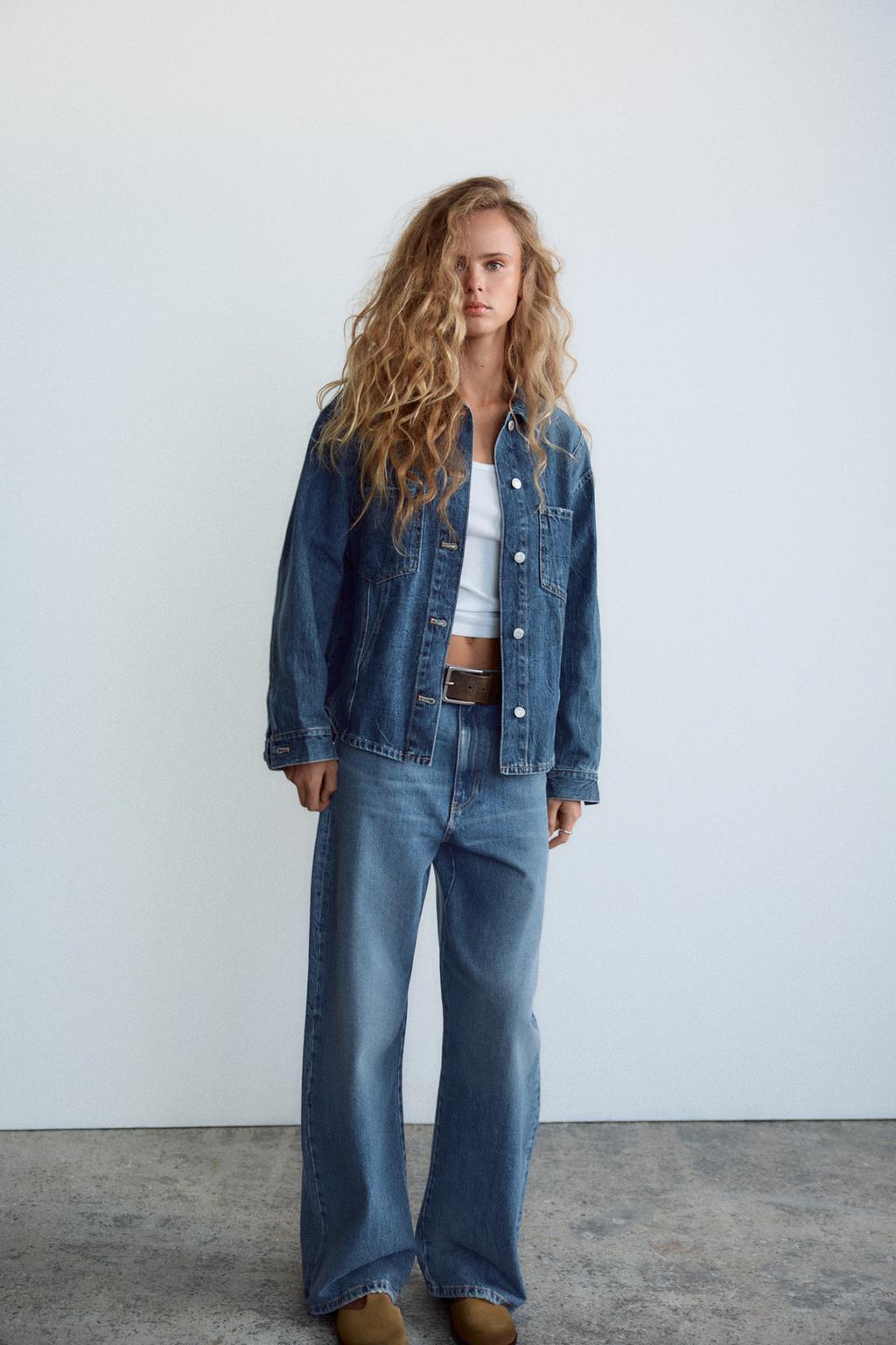 

Рубашка из джинса trf ZARA, синий