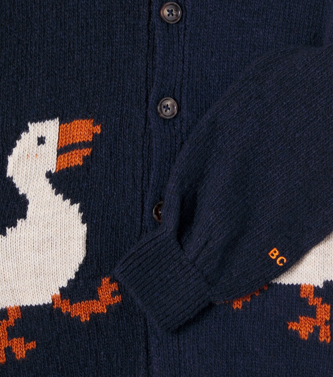 Кардиган La Oca из шерстяной смеси, ребристая вязка Bobo Choses, Navy Blue — фото 2
