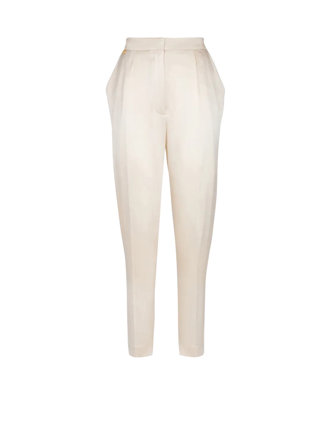 

Шелковые брюки с завышенной талией Balmain, бежевый