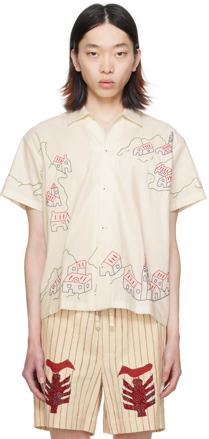 

Кремового цвета рубашка с вышивкой Harago, цвет Off-white