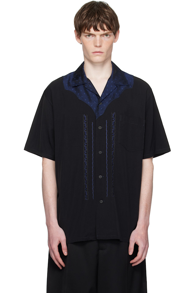 

Рубашка с коротким рукавом из вискозной саржи Toga Virilis, черный