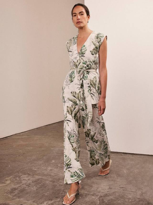 

Брюки с принтом пальмовых листьев Mint Velvet, Green/Multi