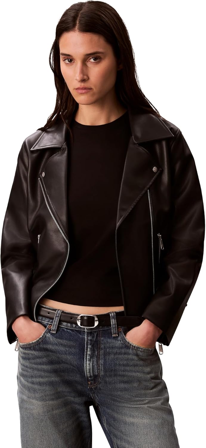 

Calvin Klein Женская классическая кожаная куртка, Black