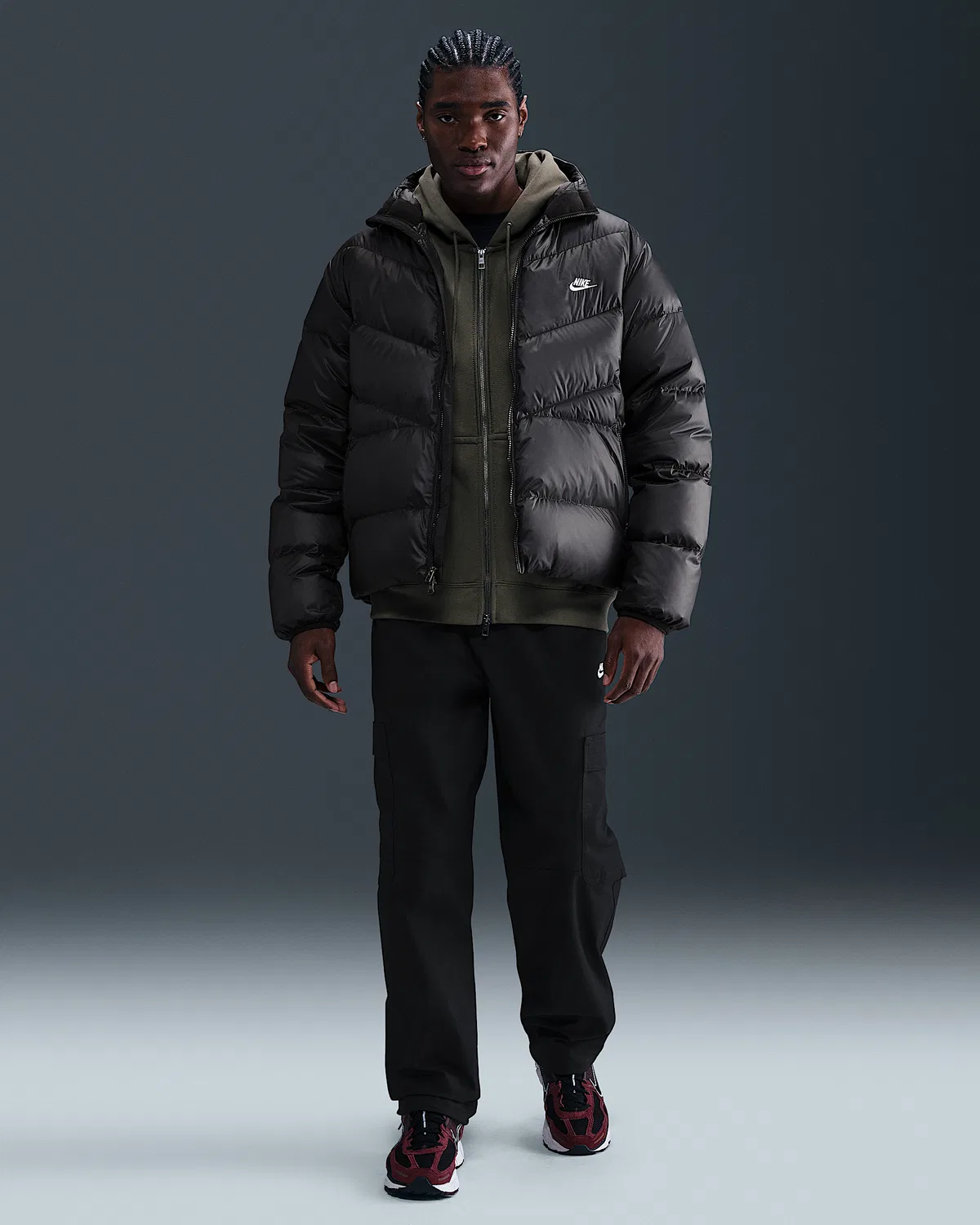 Мужская пуховая куртка Nike Windrunner, Black/Black/White — фото 4