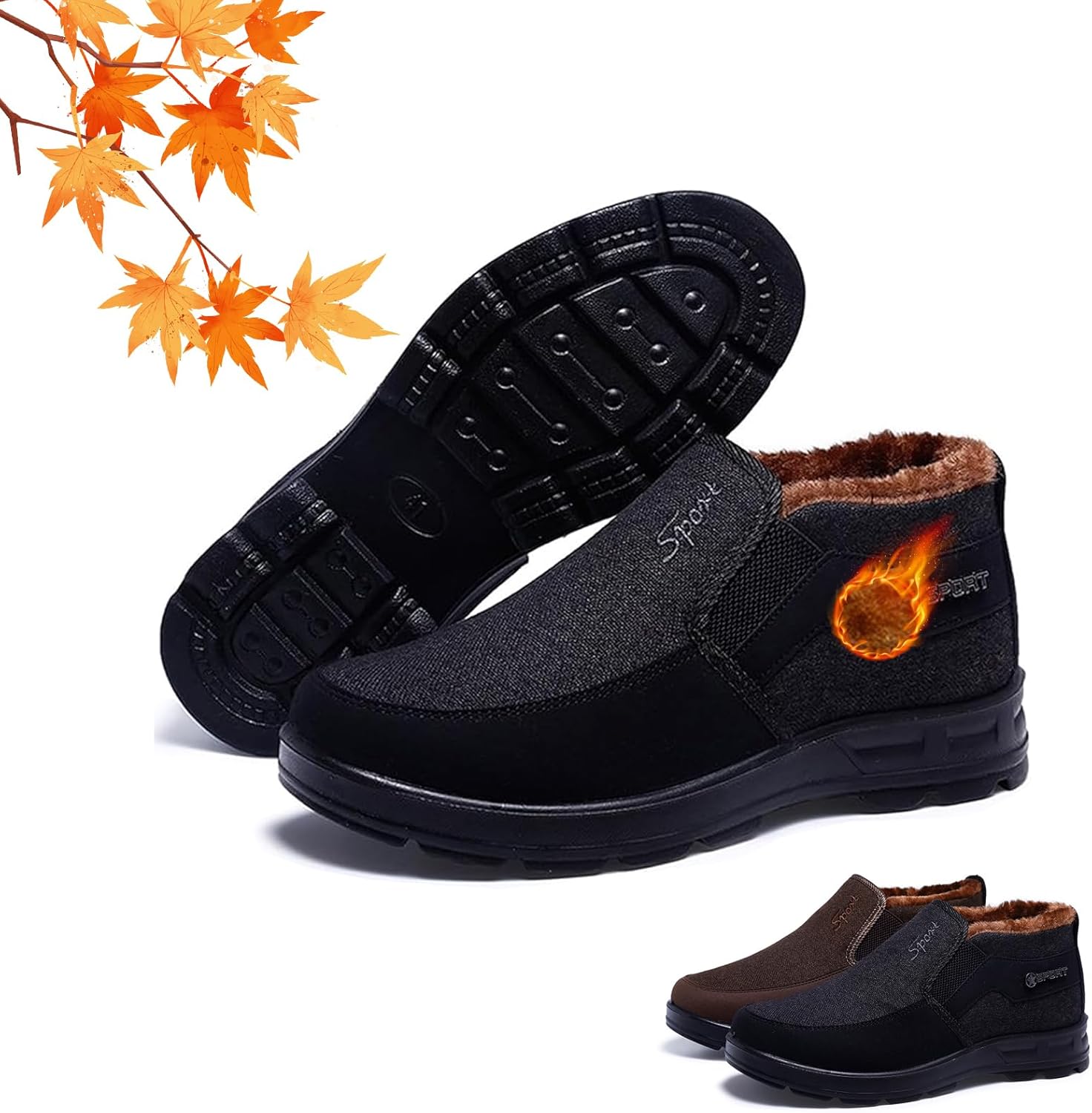 

Мужские удобные шерстяные плюшевые ортопедические зимние ботинки WXDSTW, мужские зимние ботинки без шнурков, водонепроницаемые, утепленные, с противоскользящей подошвой, с меховой подкладкой, повседневные снежные ботинки, черный