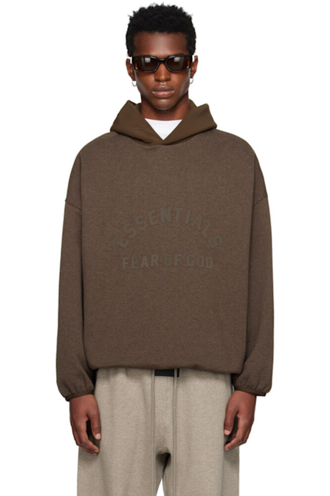 

Коричневая толстовка с капюшоном Fear of God ESSENTIALS