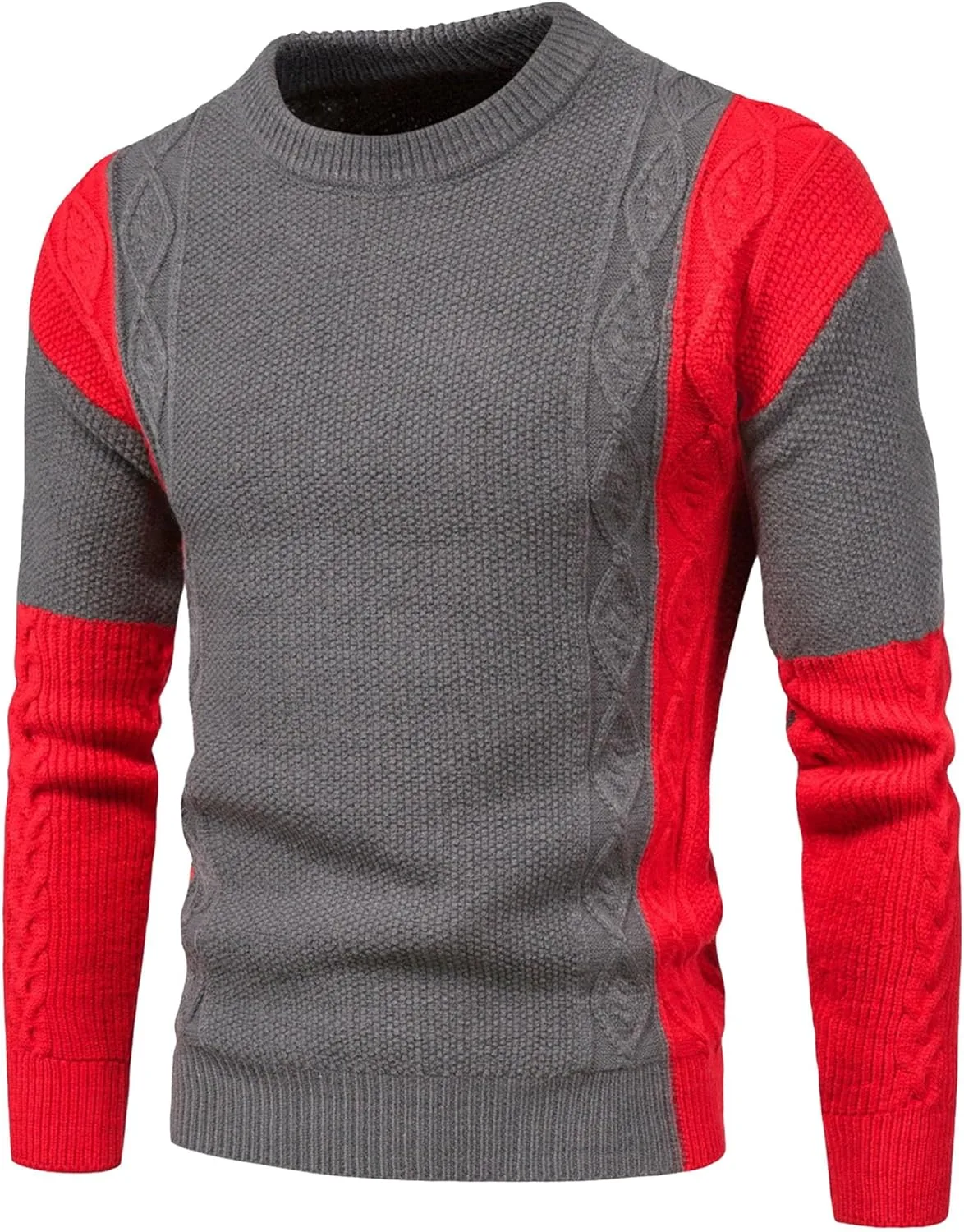 

Мужской свитер с цветными блоками, вязаный, с длинными рукавами и круглым вырезом Gsywaipei