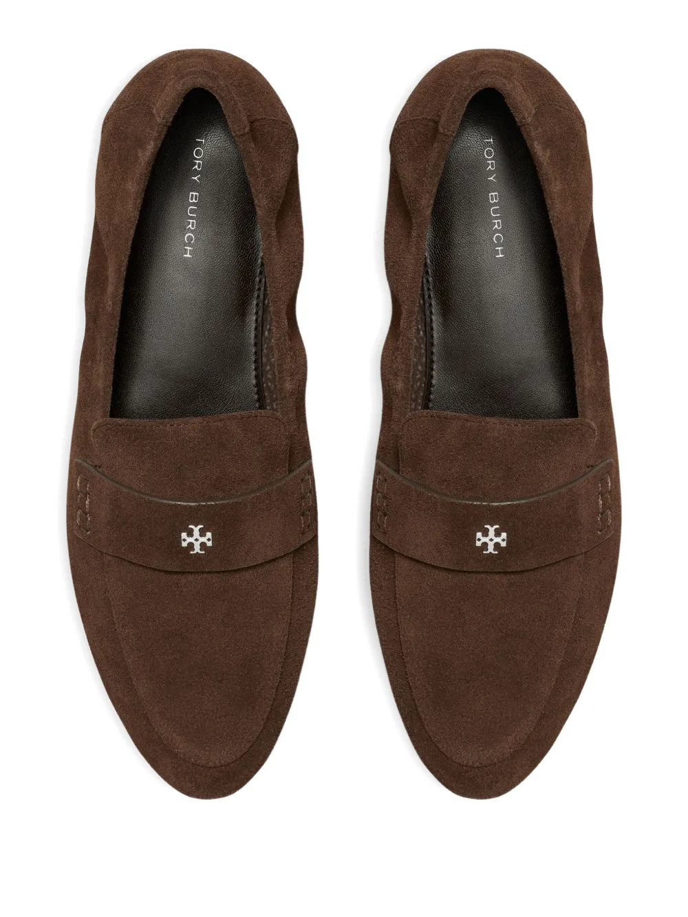 Лоферы из замши с табличкой-логотипом Tory Burch, коричневый — фото 3