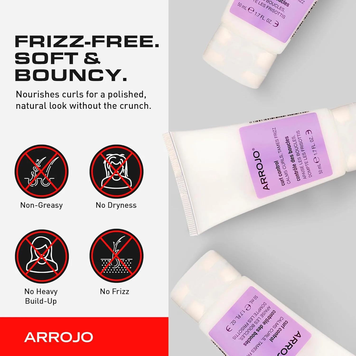 ARROJO Curl Control гель для вьющихся волос - уход для непослушных кудрей, без сульфатов, с витамином B5, против пушистости 50 мл (1 шт.) — фото 3