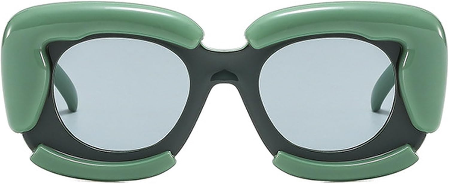 

Модные толстые круглые надувные солнцезащитные очки для женщин и мужчин в стиле ретро, ​​массивные овальные, для фестивалей и вечеринок, конфетных цветов, панк mincl, Green