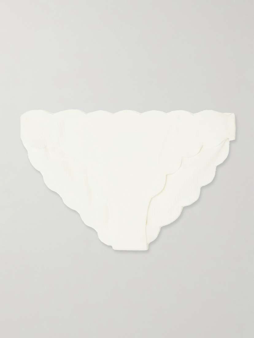 

Трусики-Бикини Antibes из переработанного сирсакера с фестончатым краем Marysia, белый