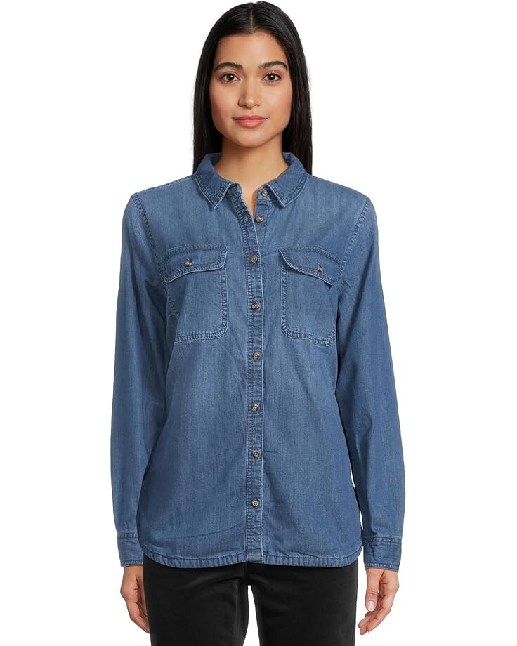 

Рубашка L.L.Bean Heritage Washed Denim Lined Shirt, цвет Medium Indigo