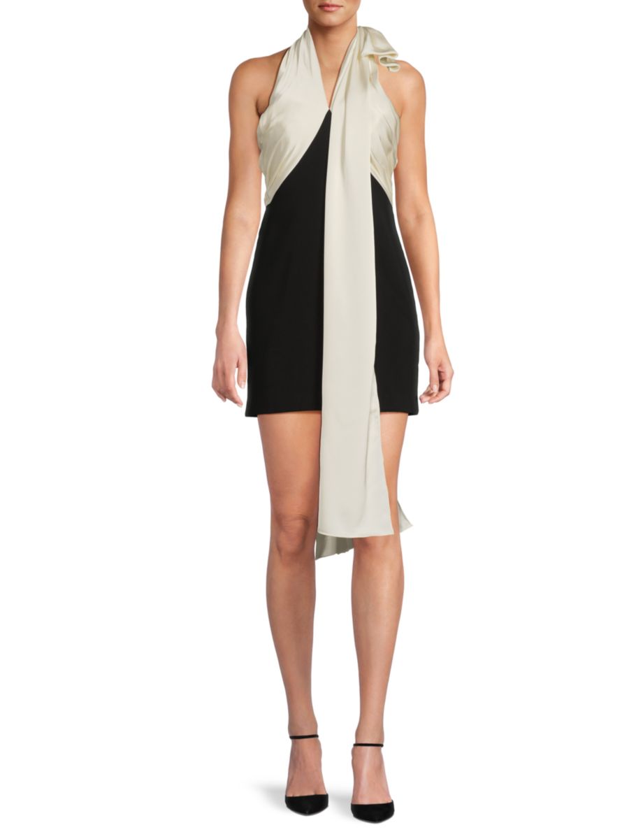 

Мини-платье без рукавов Renae с цветными блоками Halston, цвет Black Ivory