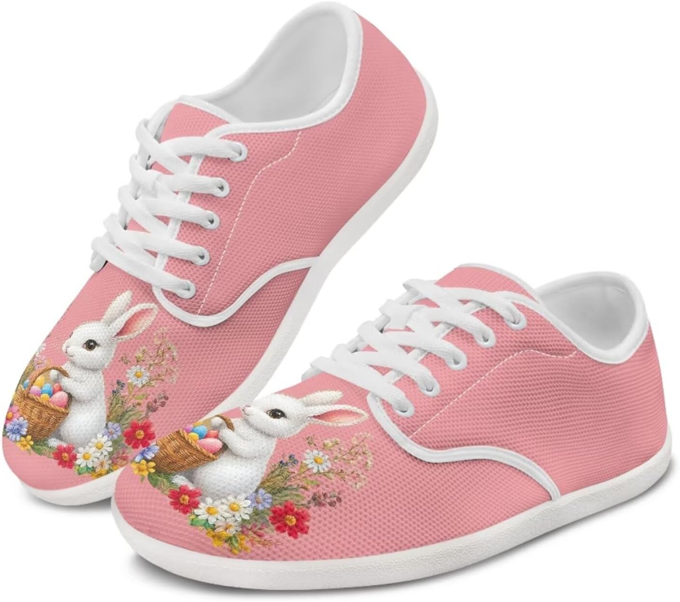 

Женские кроссовки-лоферы с ушками кролика, шнуровка, низкие, для бега, ходьбы и вождения Ecaestolph, белый/розовый