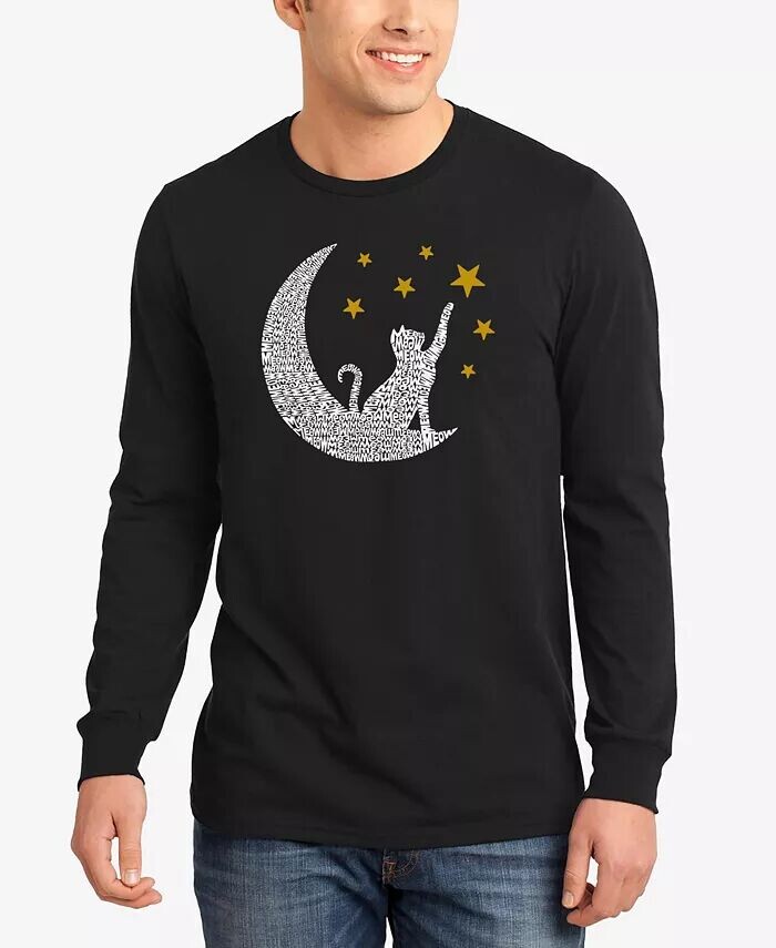 

Cat Moon — мужская футболка с длинным рукавом с надписью Word Art LA Pop Art, черный