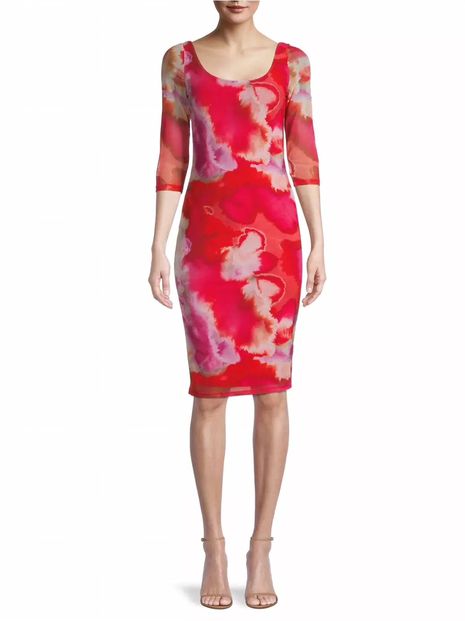 

Платье-футляр Udele Printed Mesh в цвете Passion Glow Black Halo