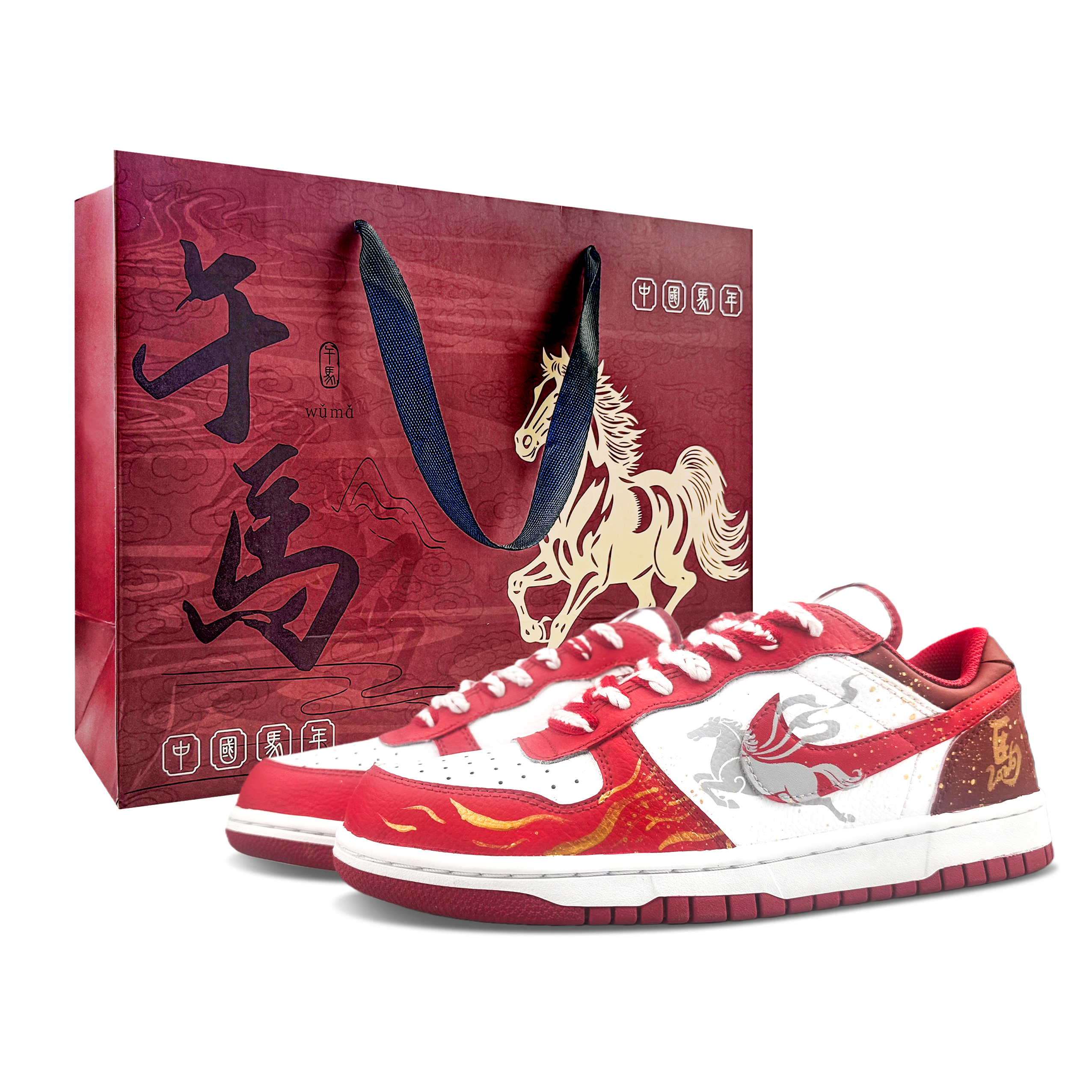 

Nike Кроссовки для скейтбординга мужские Big Abrasion Resistant Breathable Low top красные белые