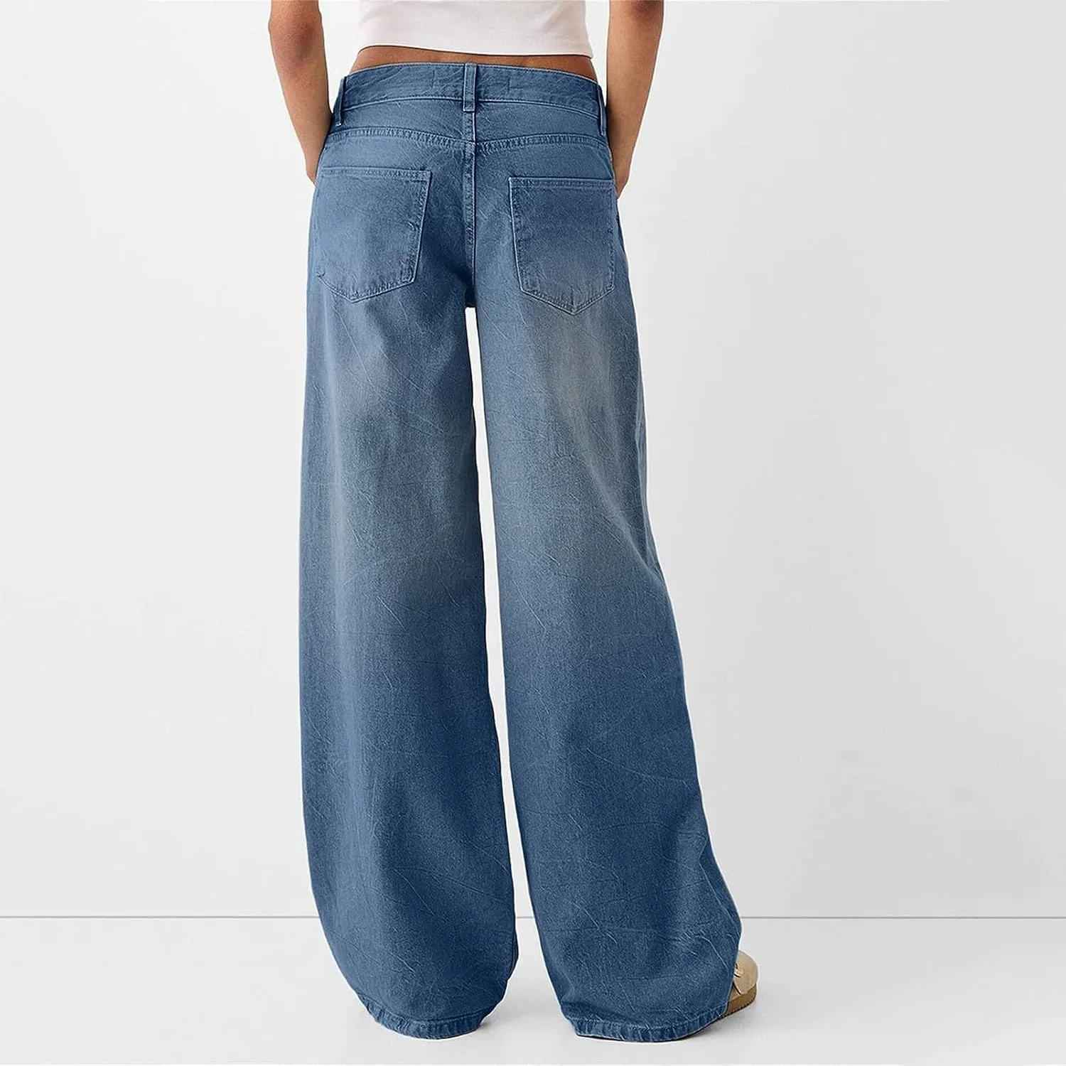 Женские джинсы baggy low rise wide leg boyfriend — фото 4