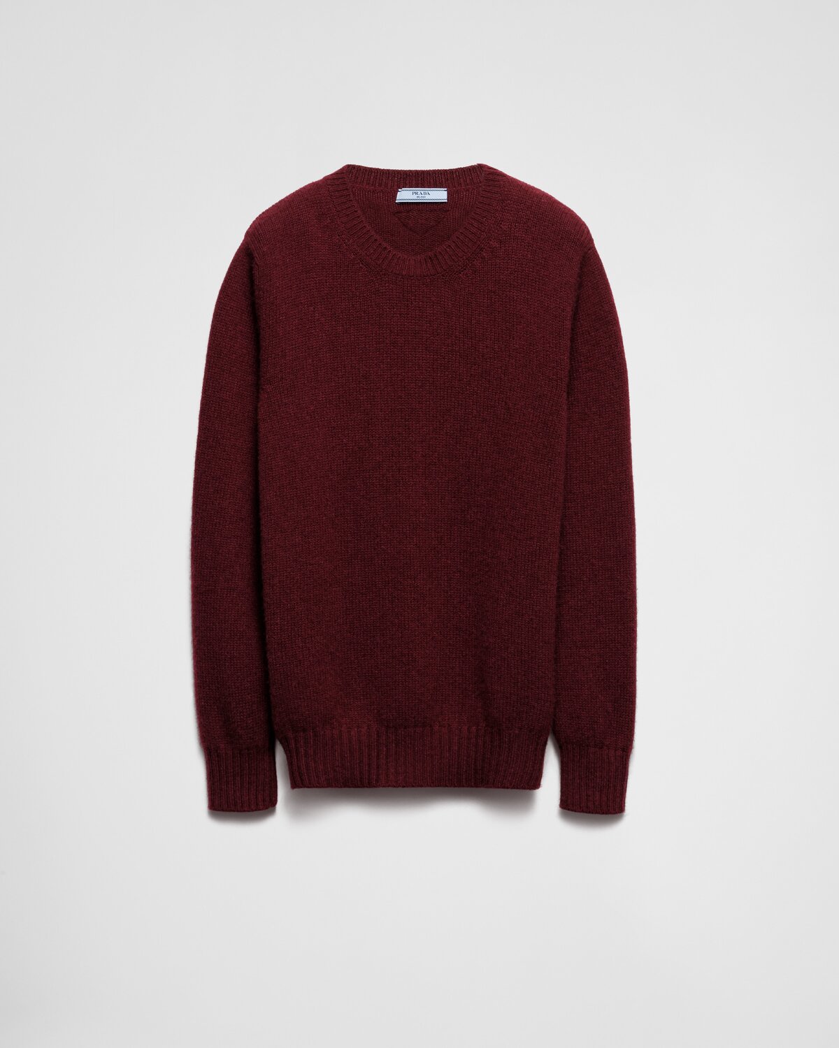 

Шерстяной свитер с круглым вырезом из кашемира Prada, бордовый