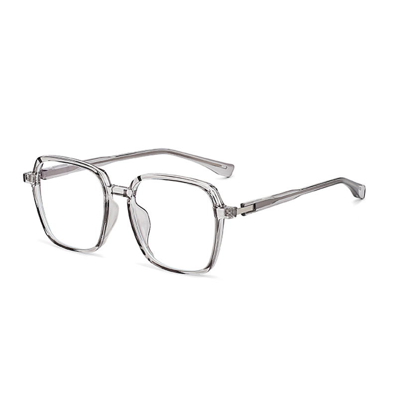 

Sagawa Пластиковая металлическая оправа для очков нестандартной формы унисекс, Transparent Gray