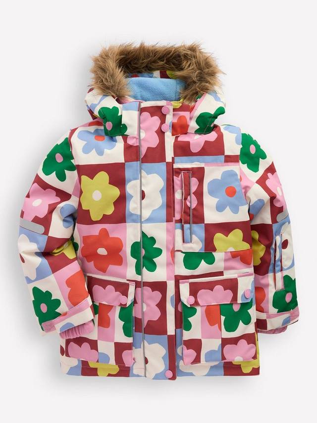 

Детское всепогодное водонепроницаемое пальто Mini Boden, Multi Flower Check