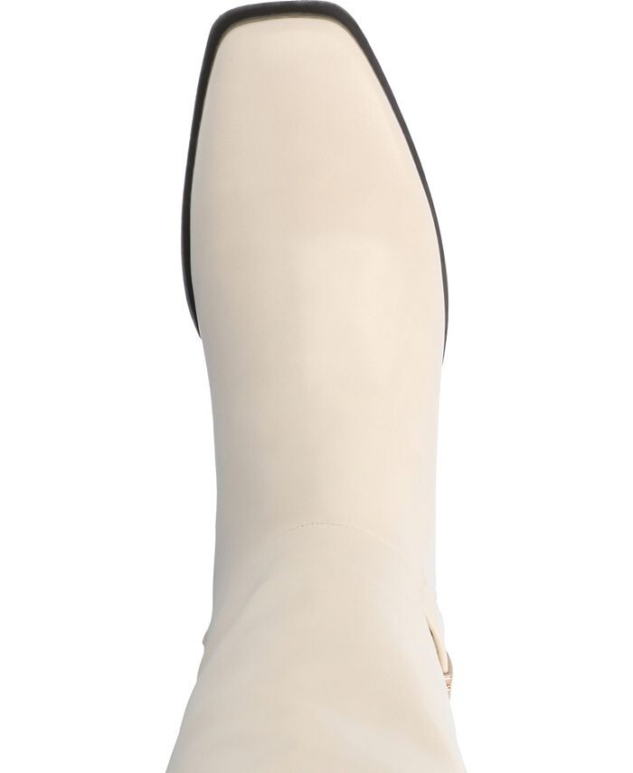 Женские ботинки Londyn Tru Comfort из пеноматериала широкой ширины, стандартный наборный каблук, квадратный носок на блочном каблуке Journee Collection, цвет Bone — фото 4