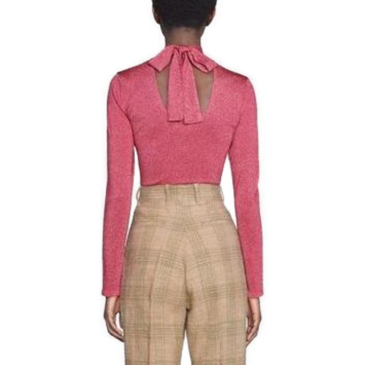 Топ (WMNS) Gucci Lam-effect Knitted Top 'Pink' 653414-XKBTK-5096, розовый — фото 3