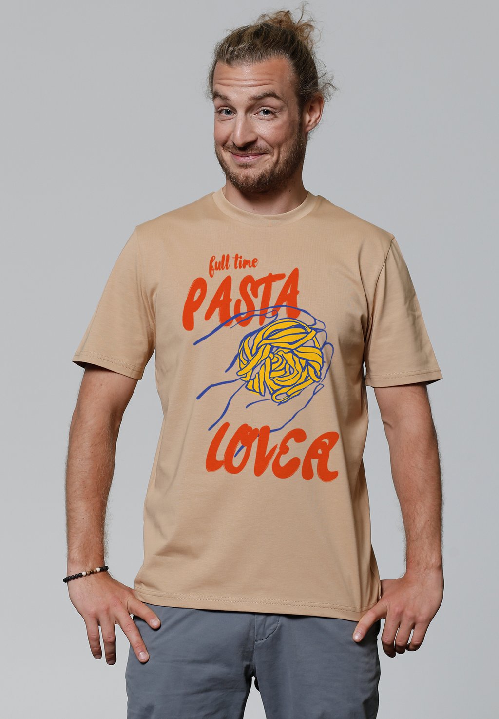 

Футболка с принтом PASTA LOVER watapparel, бежевый