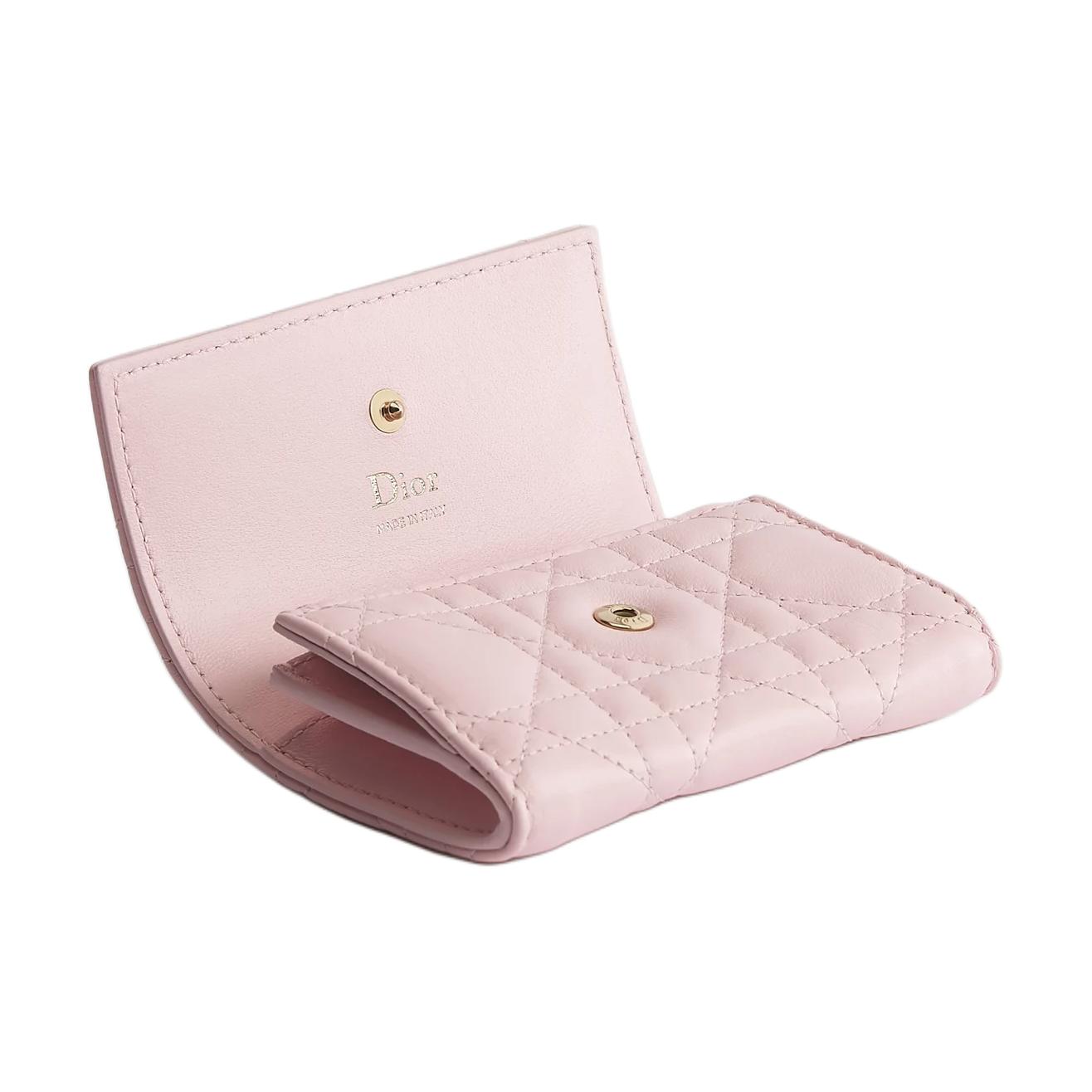 DIOR Кошелек из овчины женский светлый мягкий розовый — фото 3