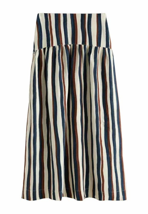 Юбка макси Next, navy ecru brown stripe, цвет полоска темно-синий, экрю, коричневый