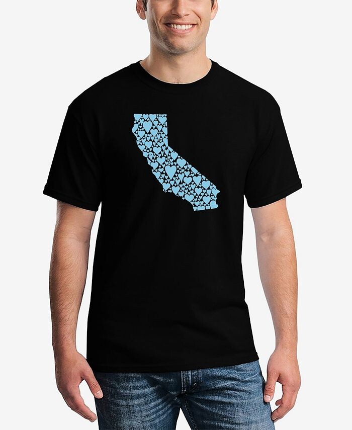 

Мужская футболка с коротким рукавом California Hearts Word Art LA Pop Art, черный