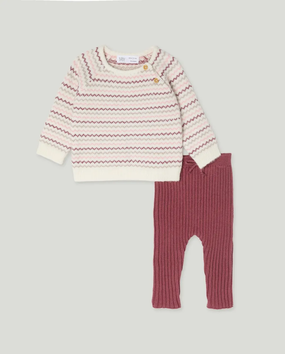 

Набор для младенцев из гладкого трикотажного жаккарда Baby El Corte Inglés, темно-розовый