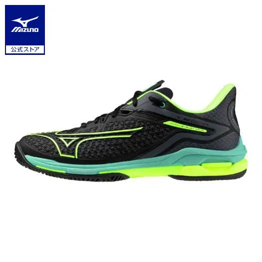 Теннисные кроссовки для всех типов покрытий «Wave Exceed Tour 6 AC» от Mizuno, Black X Yellow X Green