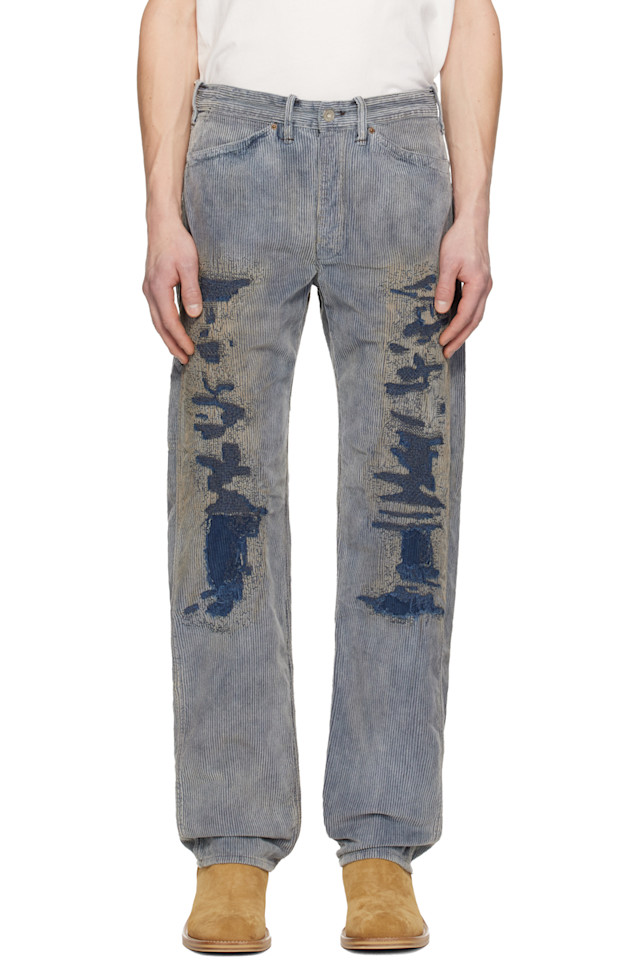 

Rrl Синие латуньевые брюки с плоским передним краем