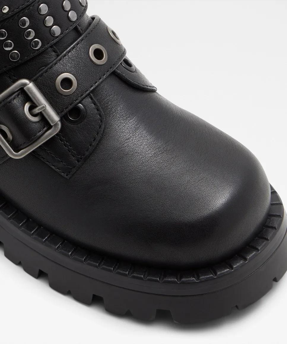 Женские кожаные ботильоны с округлым носком Aldo, черный — фото 2