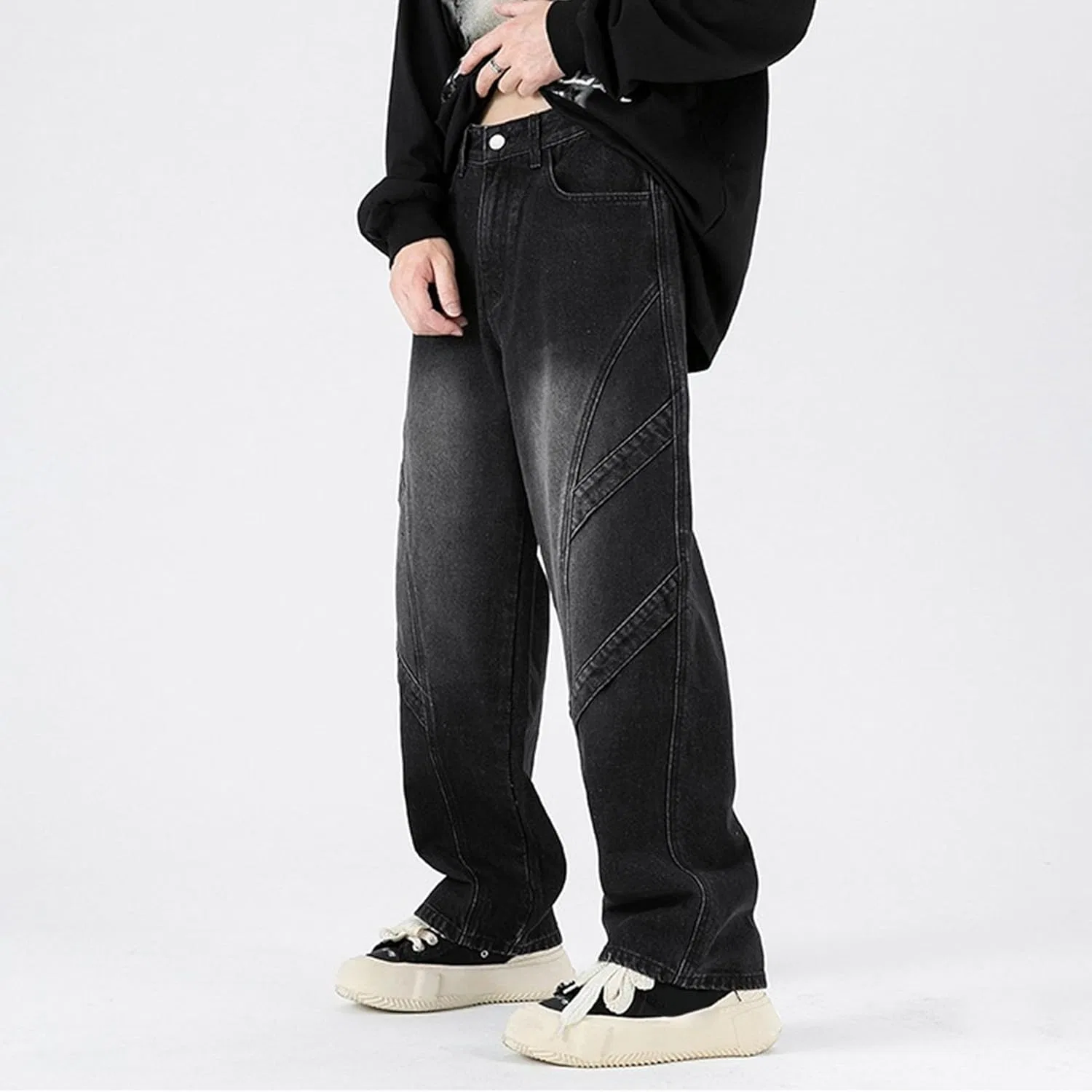 Джинсы свободные Y2K Hip Hop, Black — фото 2