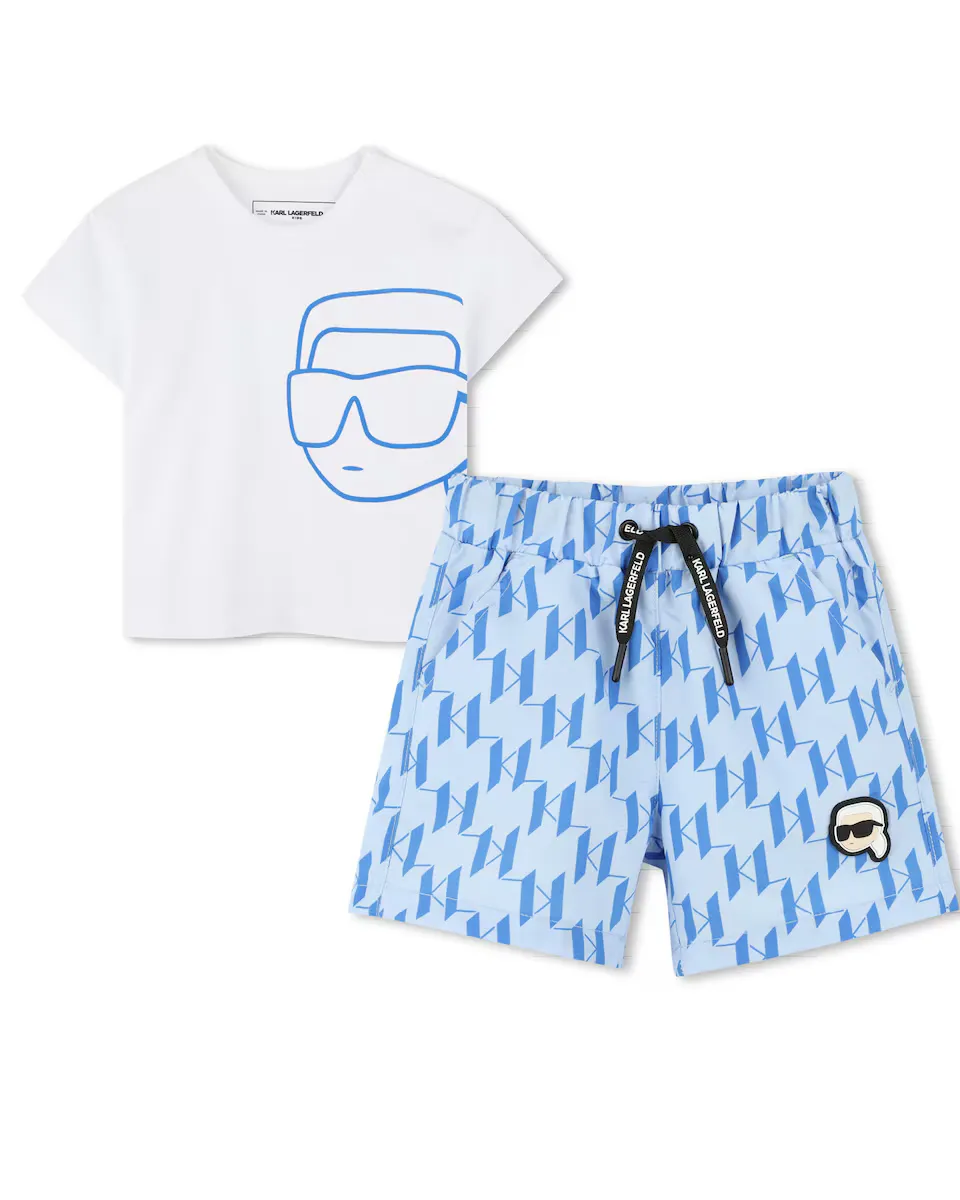

Комплект футболки для мальчика и бермудских шорт с принтом Karl Lagerfeld Kids, синий