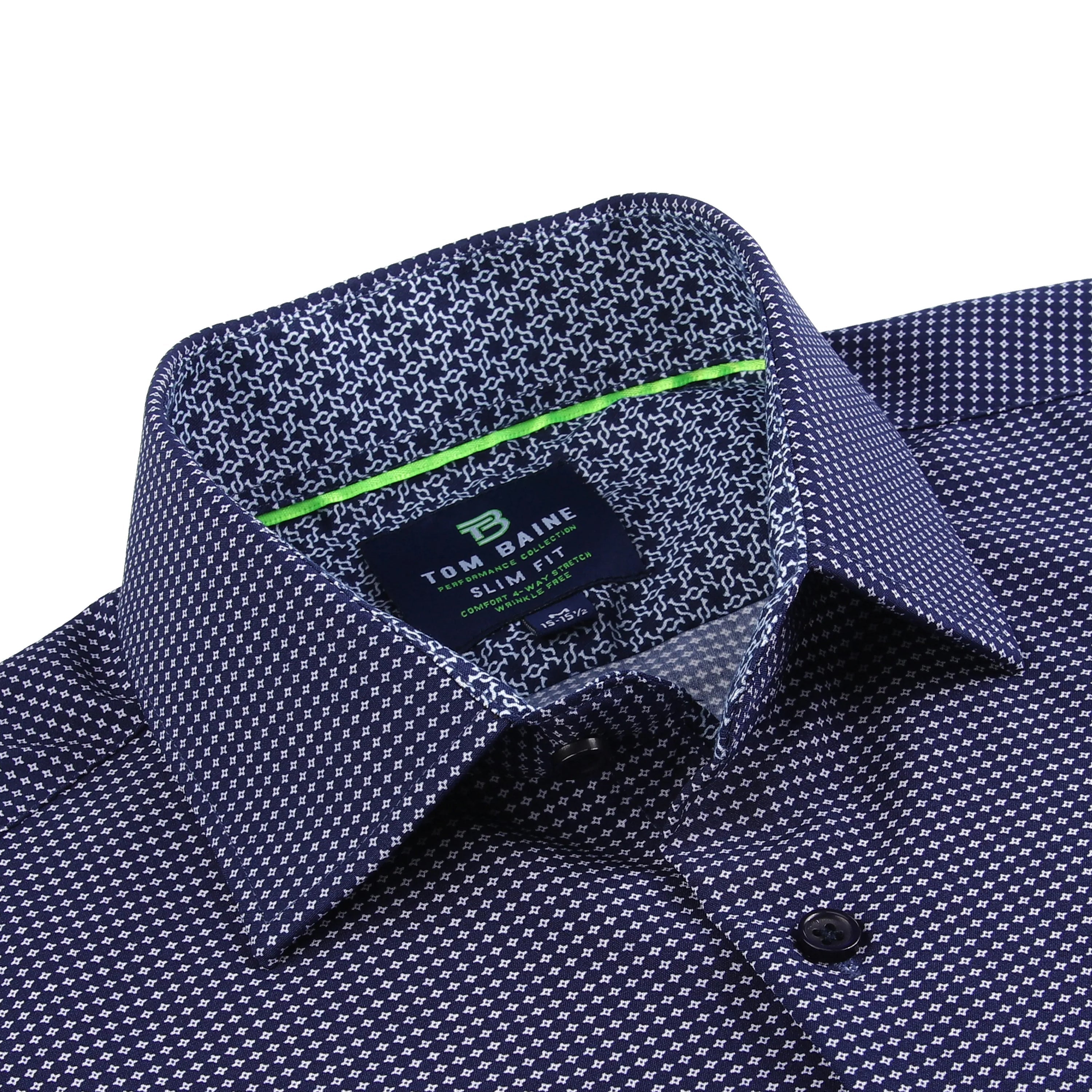 

Tom Baine Slim Fit Performance Мужская рубашка с длинным рукавом, цвет navy geo
