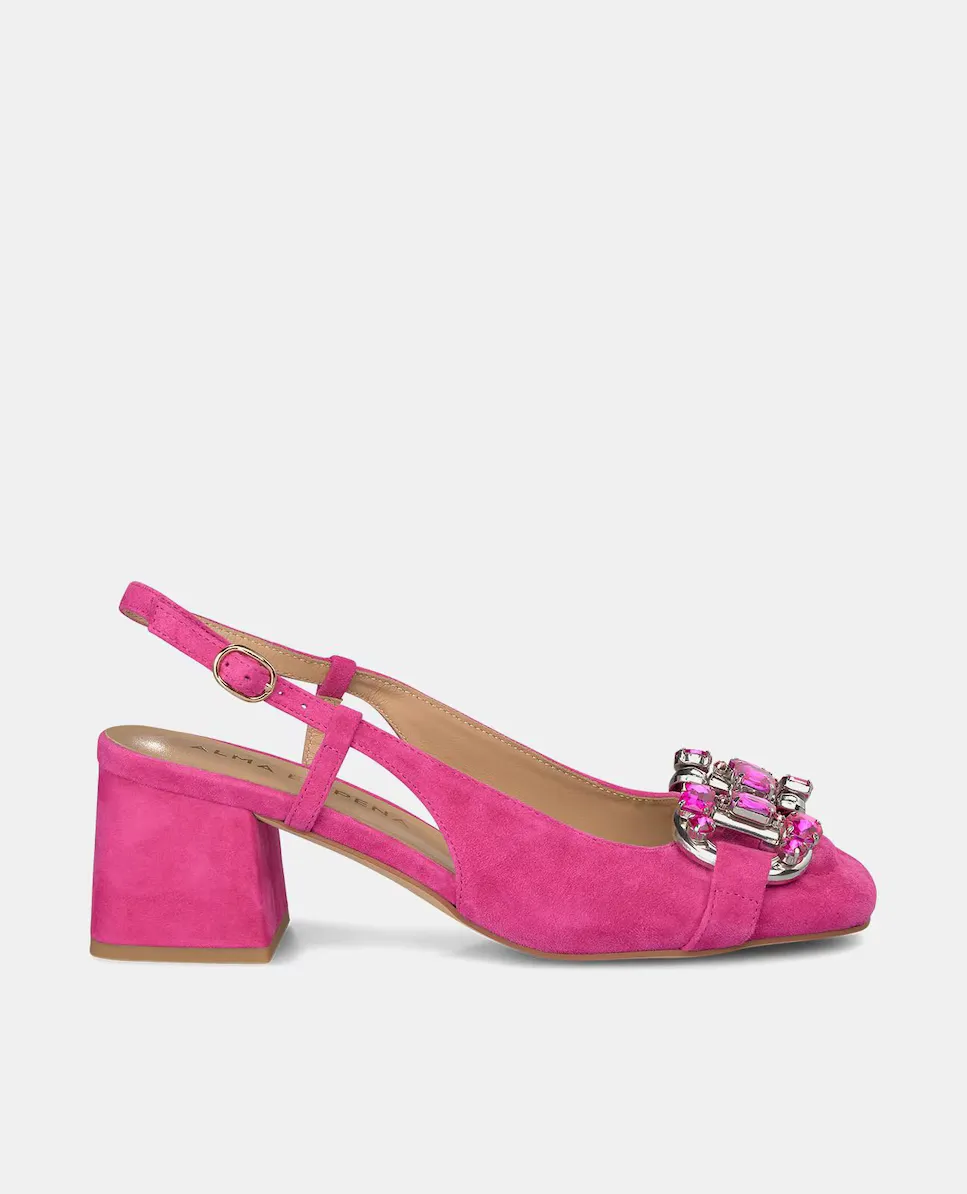 

Женские кожаные туфли с декором из стразов Alma en Pena, цвет Fucsia