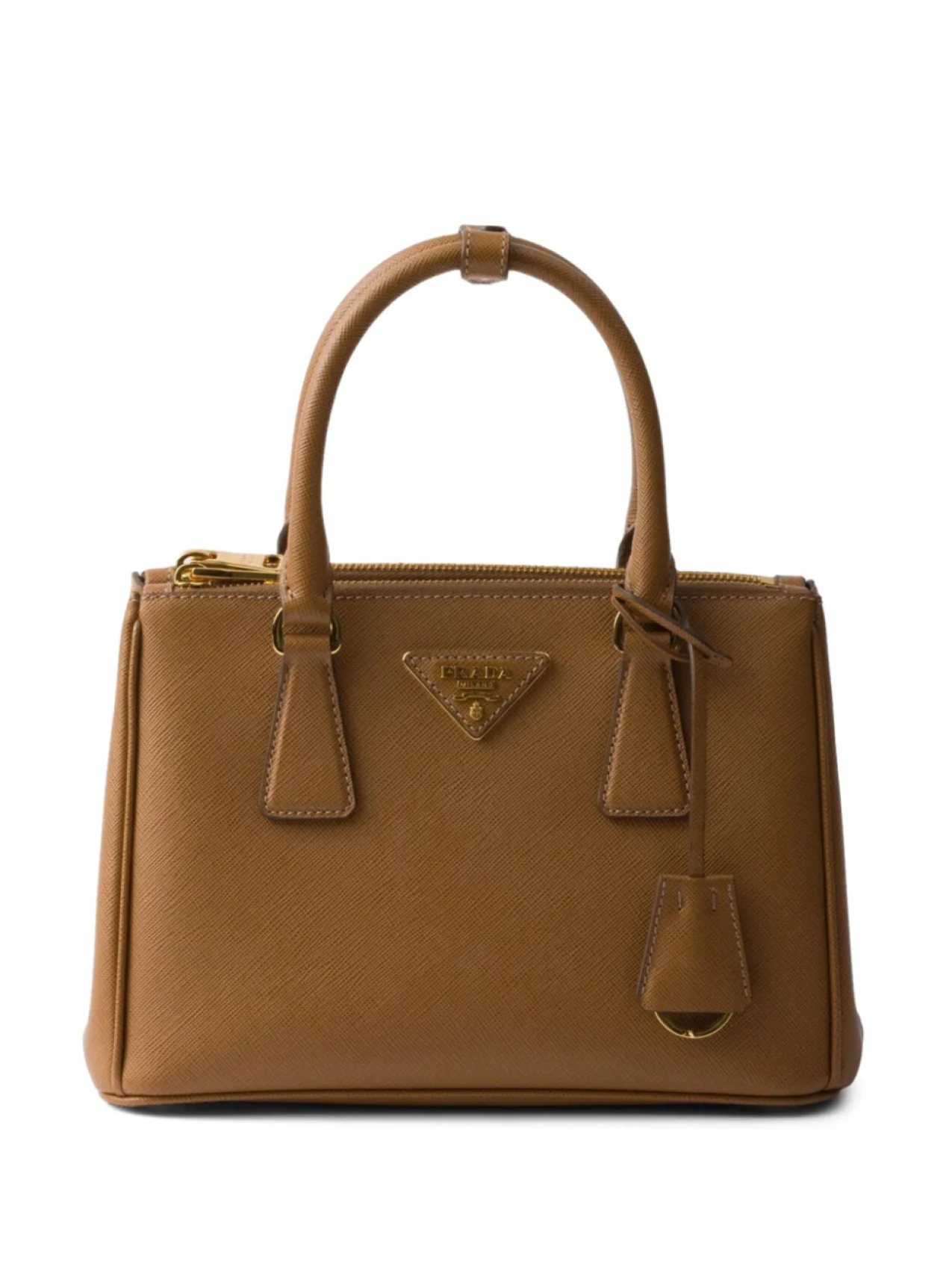 Маленькая сумка-тоут Galleria из сафьяновой кожи Prada, коричневый