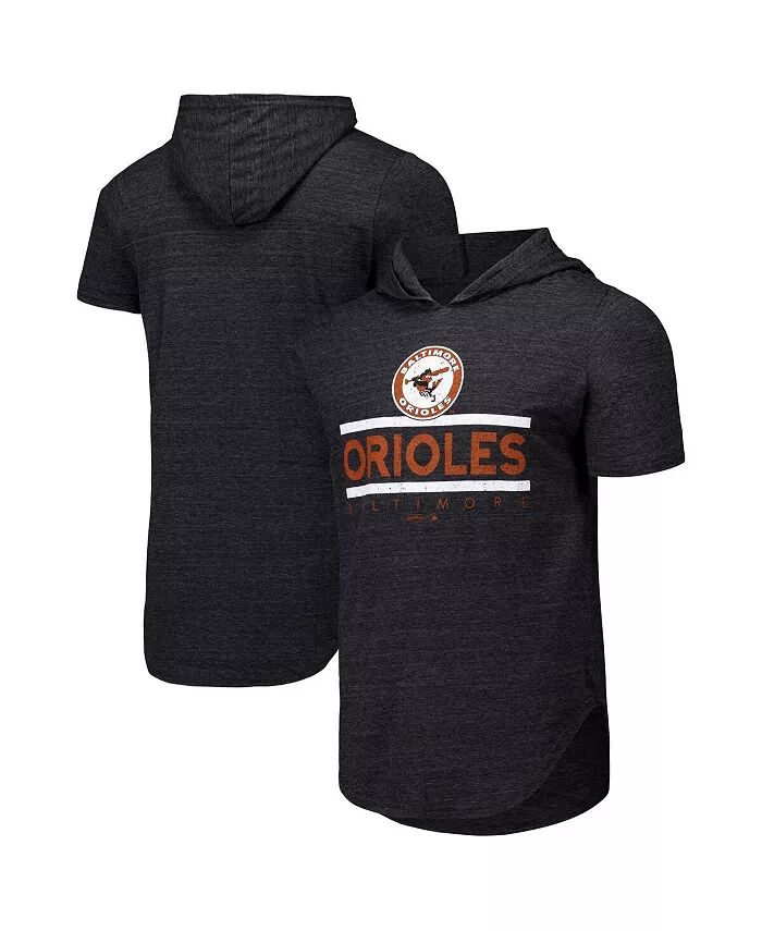 

Мужская черная футболка с капюшоном Baltimore Orioles Tri-Blend Majestic