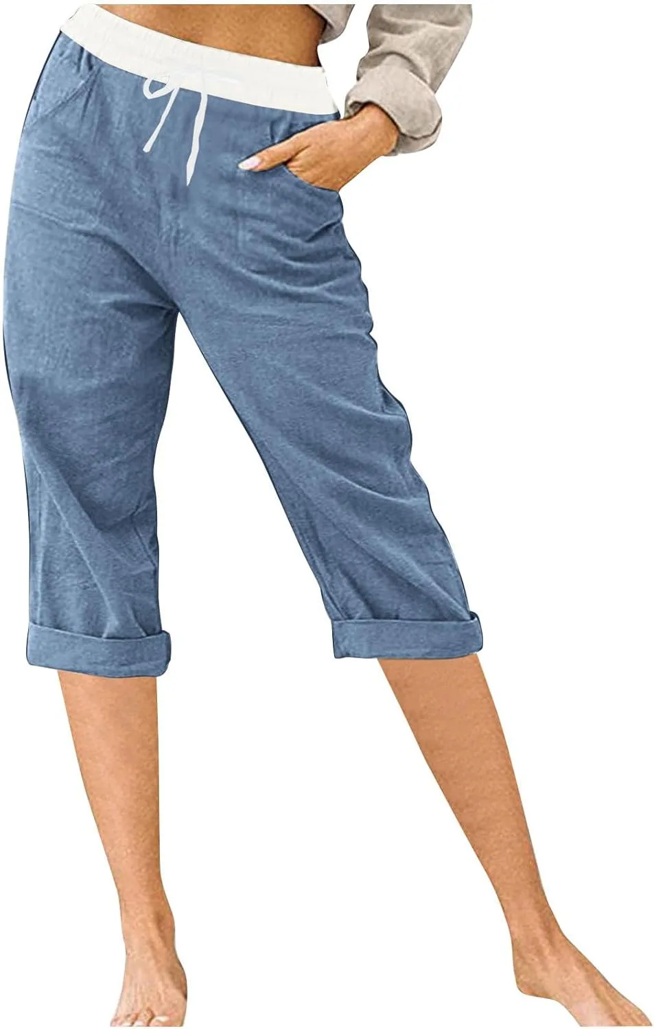 

Капри для женщин 2025, эластичные, с высокой талией Juebong