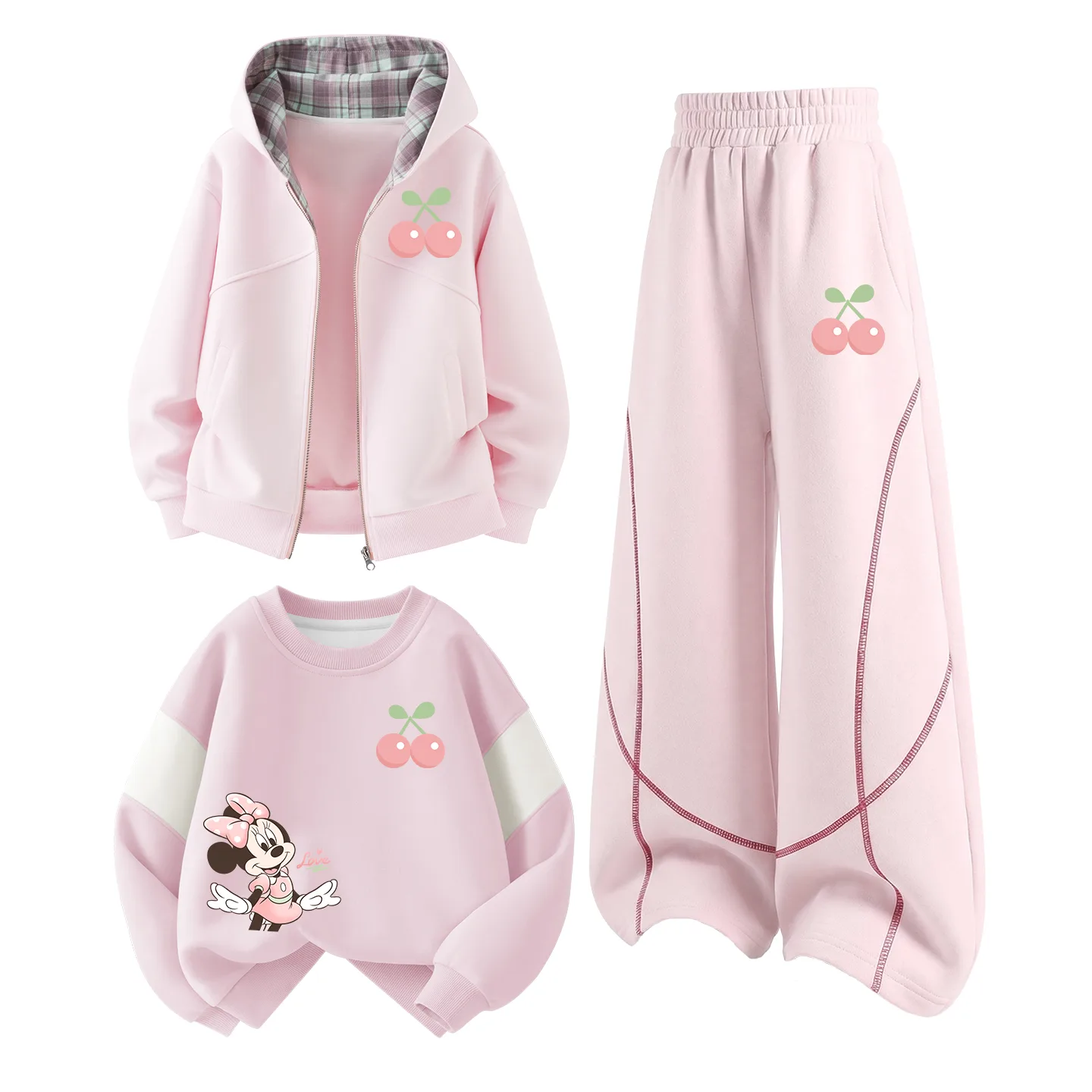Детская повседневная спортивная футболка с круглым вырезом Disney, Di Ying Guo K Cherry Blossom Pink+Di Ying Guo K White Heather Gray+Di Elegant Ying Guo K Cherry Blossom Pink — фото 3