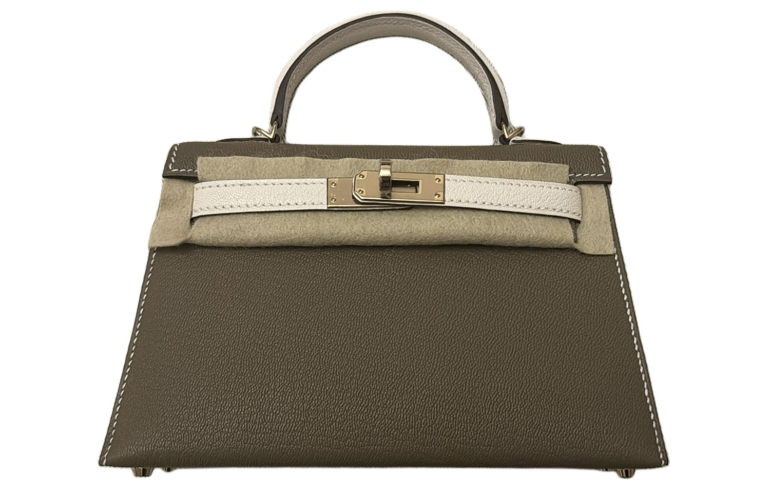 

Hermes Мини-сумочка Kelly 2-го поколения из козьей кожи, сумка через плечо Mini Women's Galaxy Gray & Glacier White