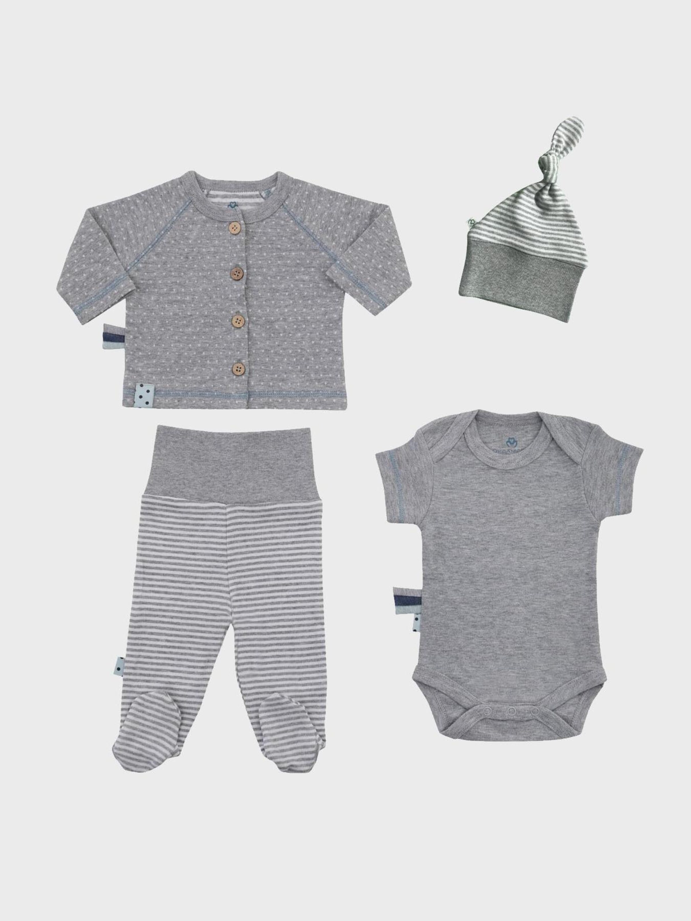 

OrganicEra Комбинезон/боди 'Organic Newborn Nursing Set, 4 pcs Set' в сером цвете