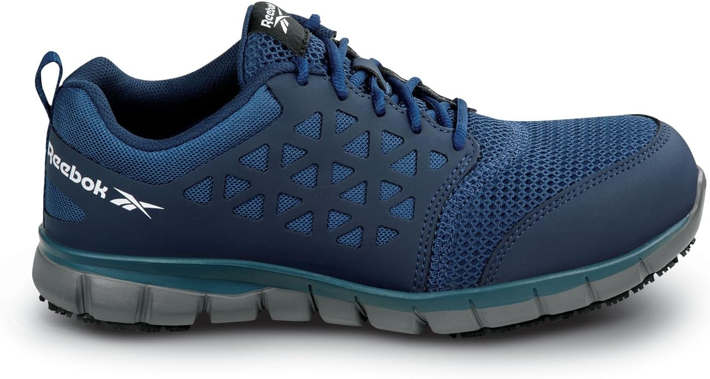 Мужские кроссовки Reebok Sublite Cushion Work MaxTrax с композитным носком SRO, синий/серый/темно-синий — фото 3