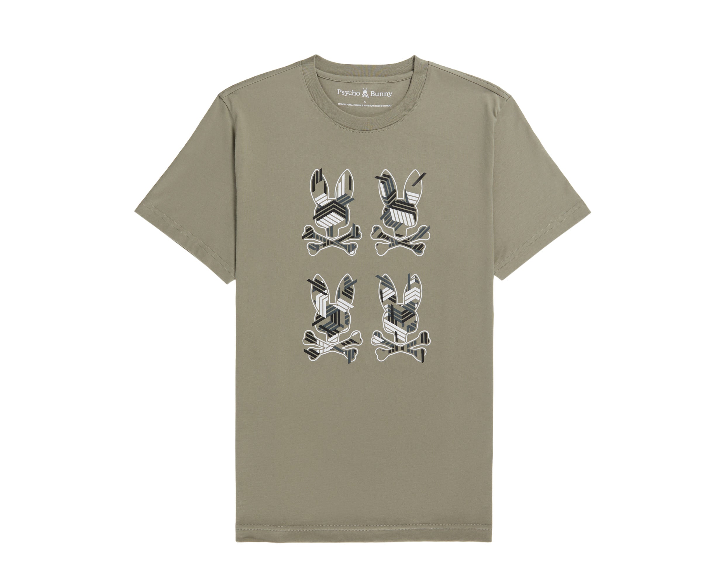 

Мужская футболка Psycho Bunny Plaza с круглым вырезом и рисунком мокрого песка B6U613X1PC-WTD, коричневый