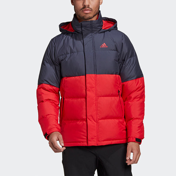 Пуховик Men's adidas C/ Outdoor Colorblock Sports hooded down Jacket Red, красный — фото 3
