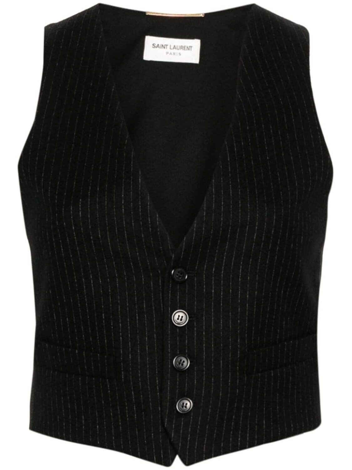 

Saint Laurent жилет в тонкую полоску с вышивкой, черный